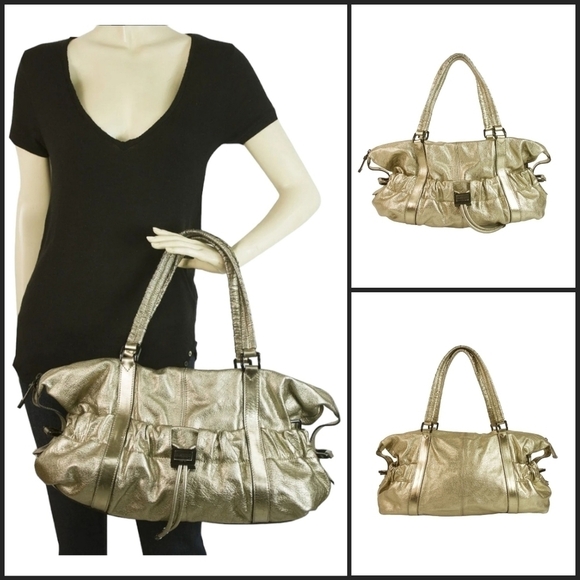Burberry Farrar Metallic Gold Leather Large Drawstring Shoulder Bag - Picture 15 of 15